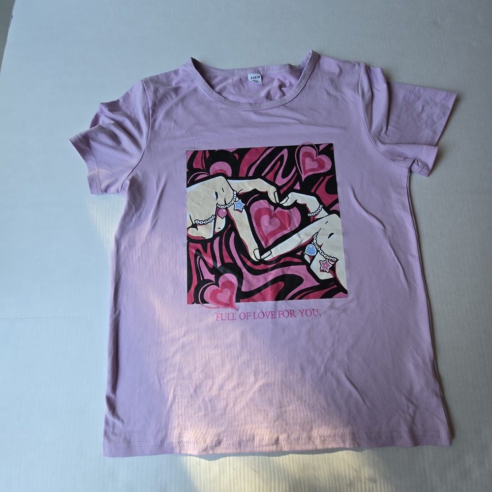 SHEIN Pink Heart  Kids T-Shirt